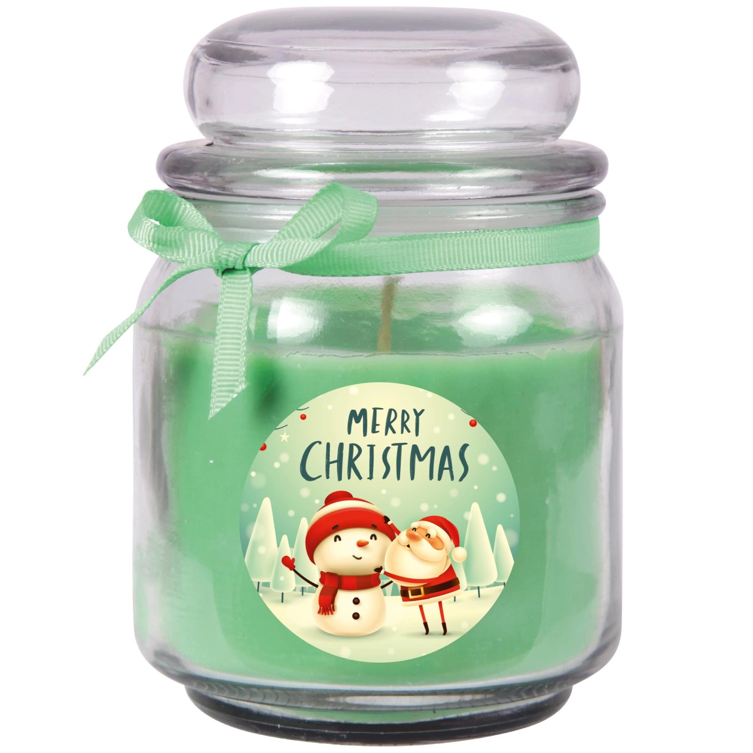 HS Candle Duftkerze & Glas Weihnachten Grün Bonbon 70h günstig online kaufen