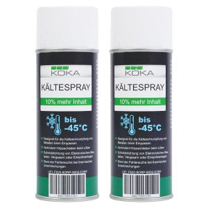 Zwei Dosen KOKA Kältespray bis -45°C für Heizungsinstallationen.