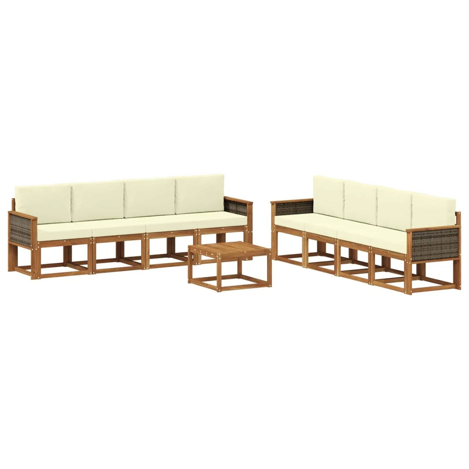 vidaXL Outdoor-Sofagarnitur mit Kissen 7 Stk Natur und Creme 3385086