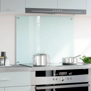 DELUKE Küchenrückwand Glas 80x60cm Weiß Wandverklediung Küche Wandschutz Spritzschutz Herdspritzschutz Glasplatte
