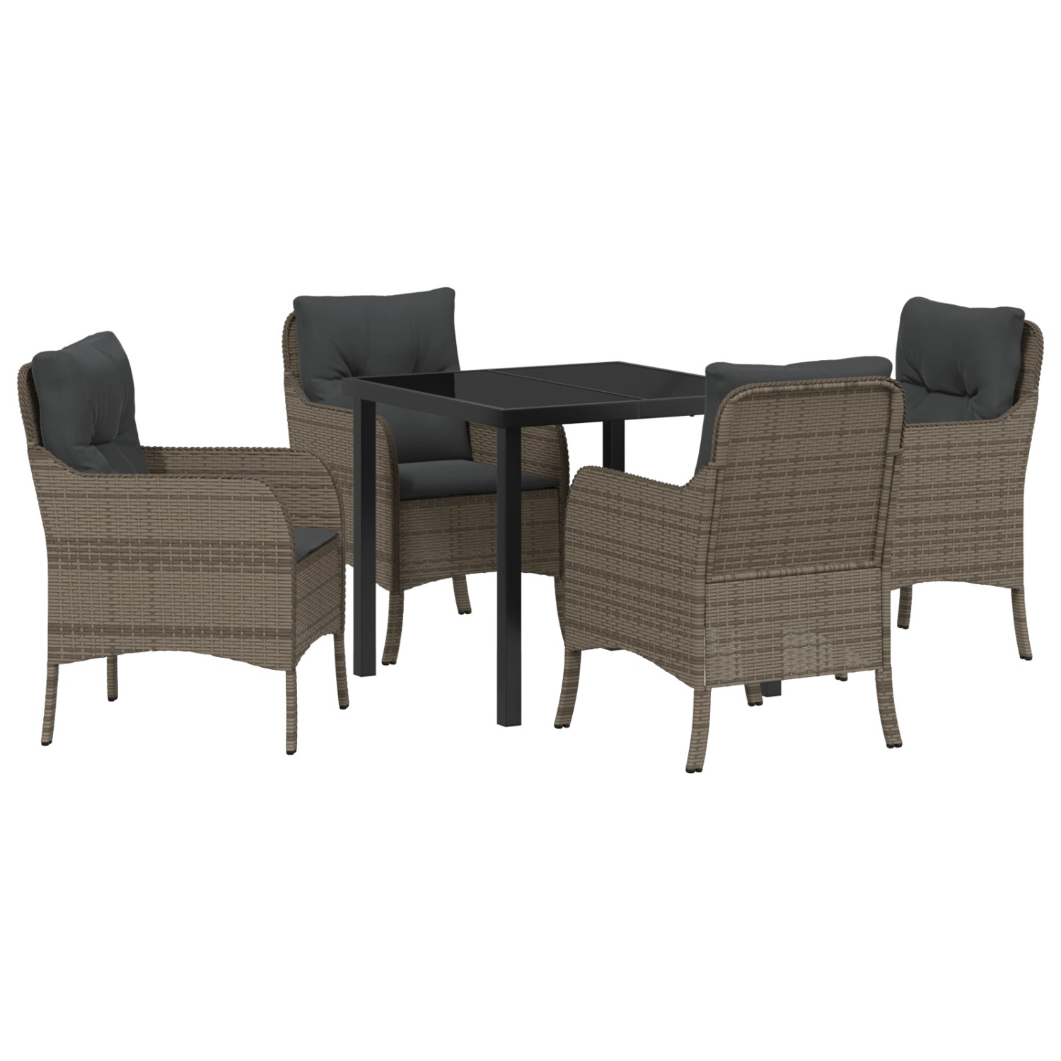 vidaXL 5-Teilige Garten-Essgruppe mit Kissen in Grau aus Poly Rattan 338016 günstig online kaufen
