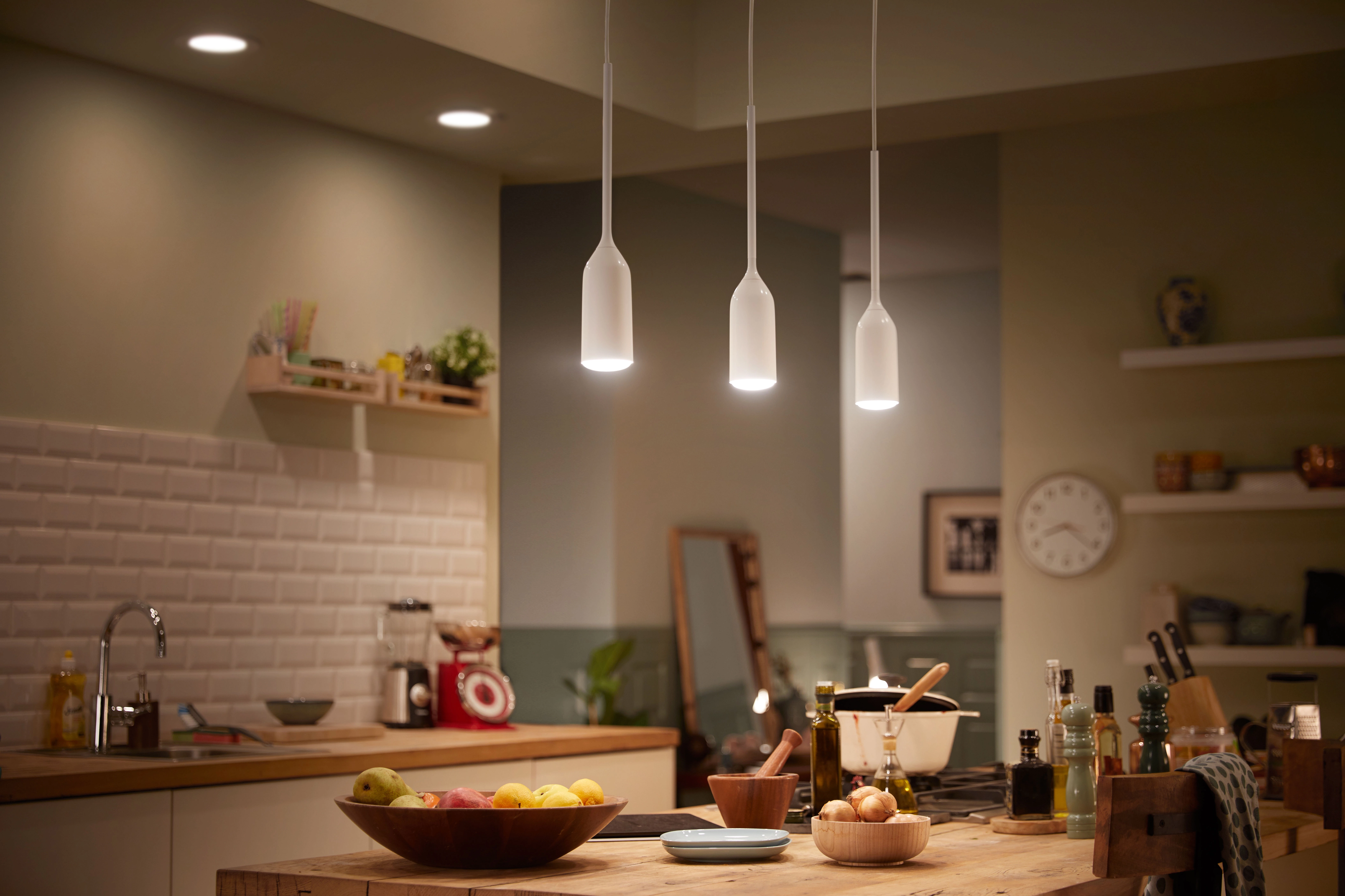 Philips Hue LED-Pendelleuchte Devote White Ambiance inkl. Dimmer Weiß