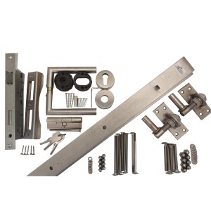 GartenLand Tor Beschlagsatz Relax: Komplettes Set mit Schloss, Drücker, Zylinder und Montagezubehör.