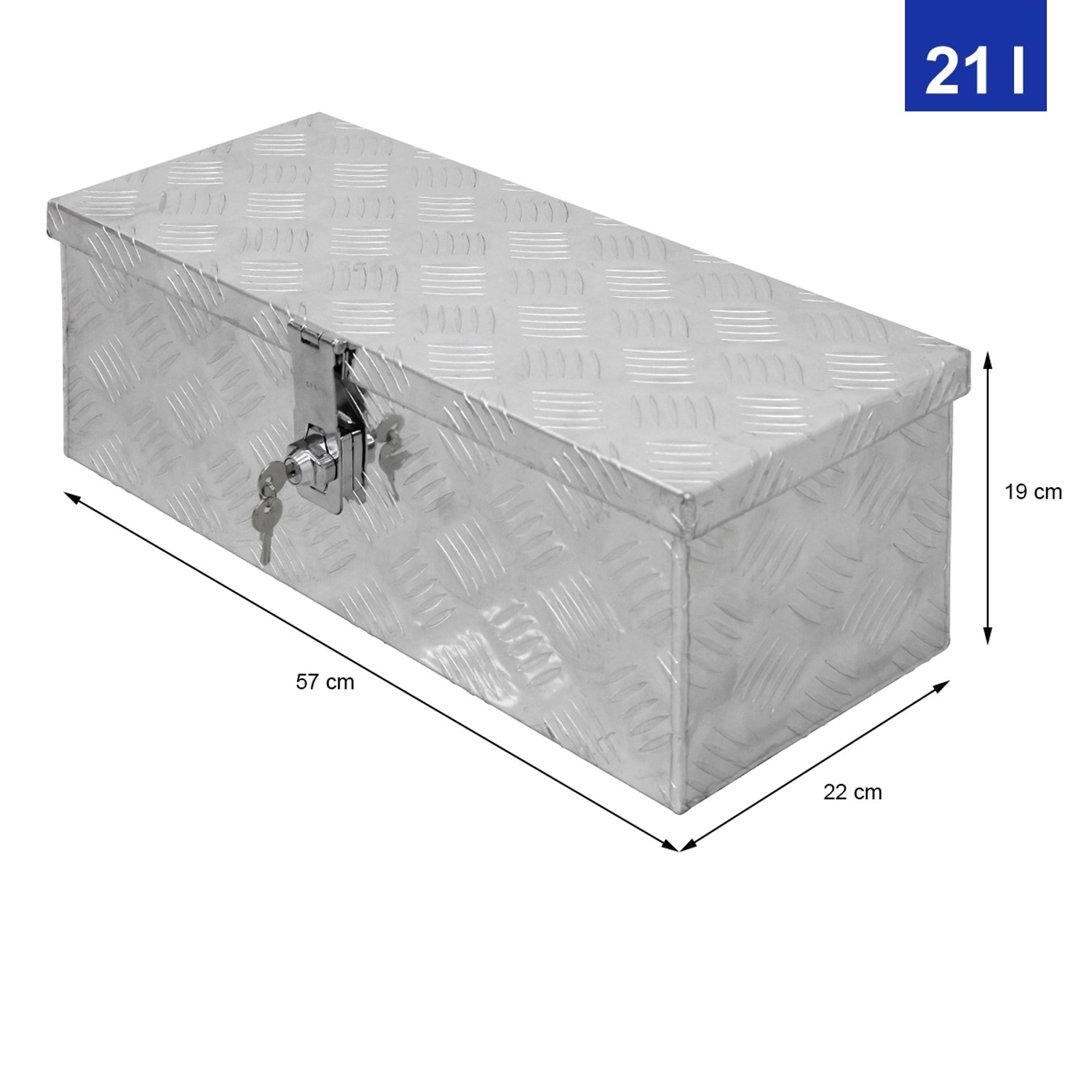 Abschließbarer ECD Germany Alu Werkzeugkasten, 57x22x19cm, ideal für Autozubehör.