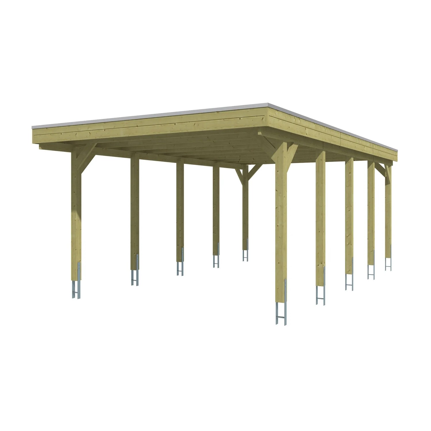 Skan Holz Carport Friesland mit EPDM-Dach 402 cm x 708 cm Grün
