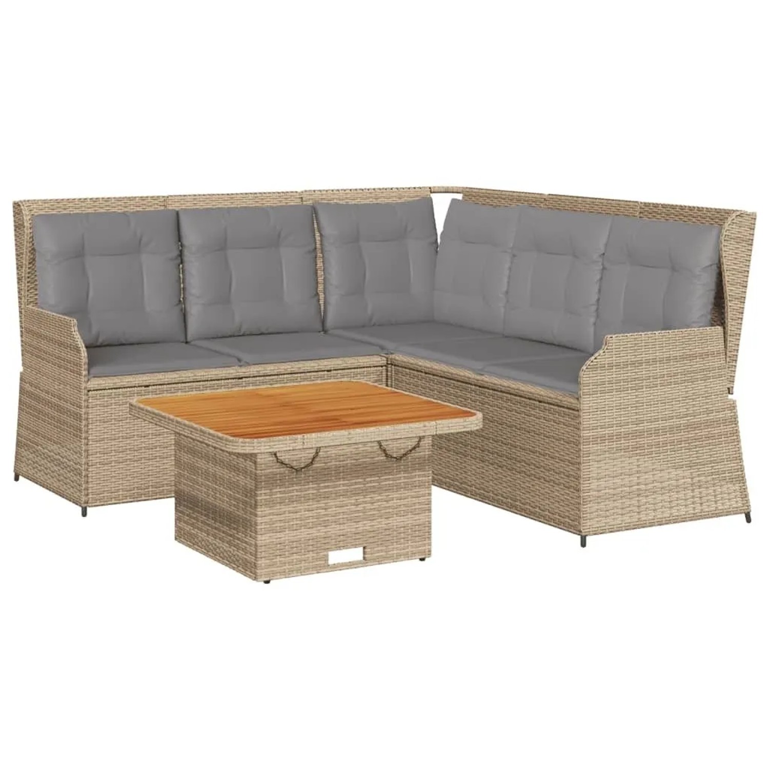 vidaXL 4-Tlg Garten-Lounge-Set mit Kissen Beige Poly Rattan 3262147