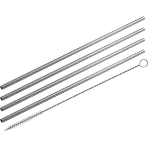 Fackelmann Edelstahl-Trinkhalme, 4er-Set mit Reinigungsbürste, wiederverwendbar.