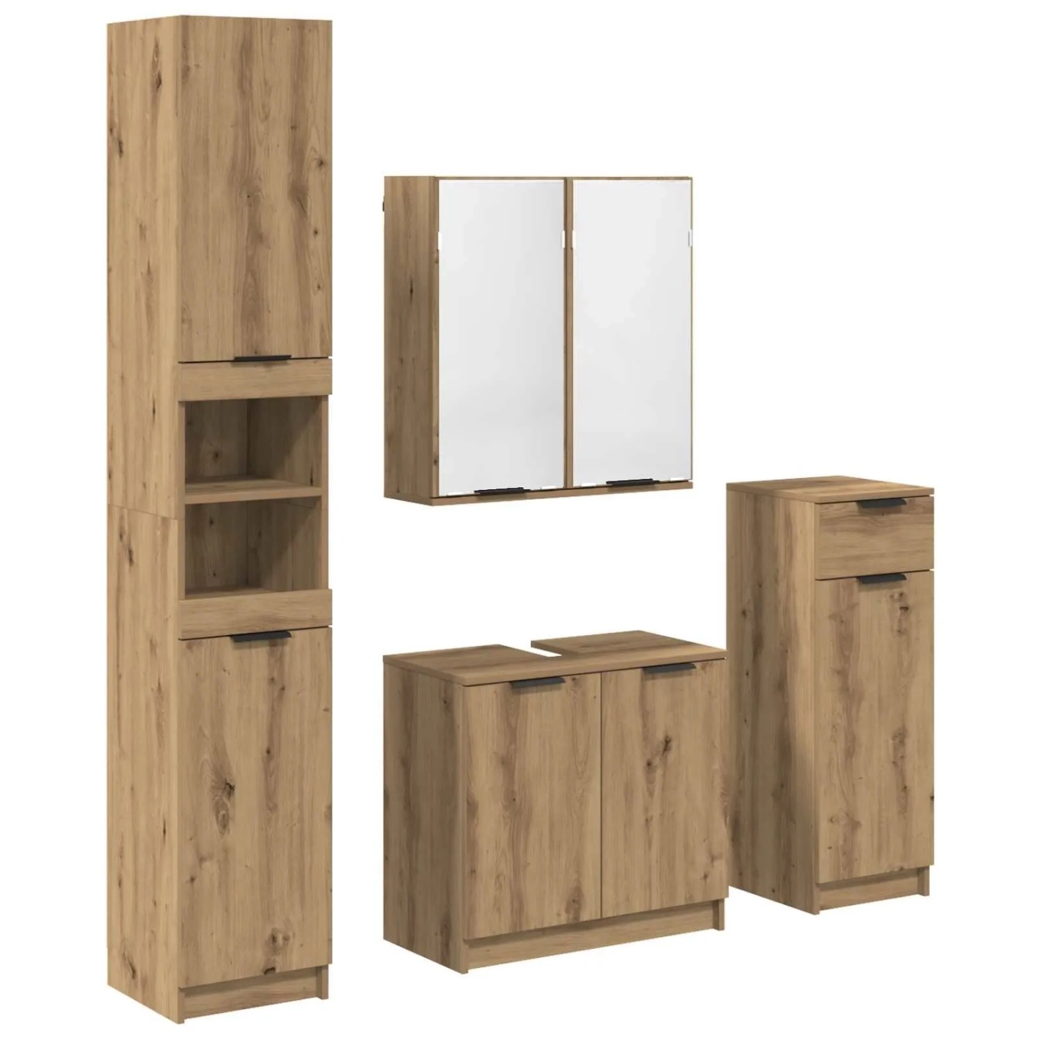 vidaXL Badezimmermöbel-Set mit Regal 4-Tlg Artisan-Eiche Holzwerkstoff 3416 günstig online kaufen