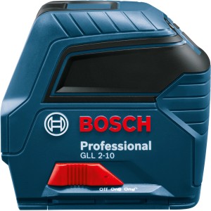 Bosch Professional GLL 2-10 Kreuzlinienlaser in Blau mit rotem Schalter.