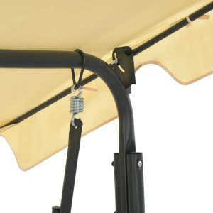 Detailaufnahme Hollywoodschaukel cremeweiß: Federaufhängung und Stahlrahmen.