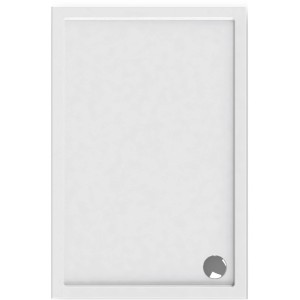 Rechteckige, extraflache Schulte Duschwanne 90x75 cm in Alpinweiß mit Ablauf.