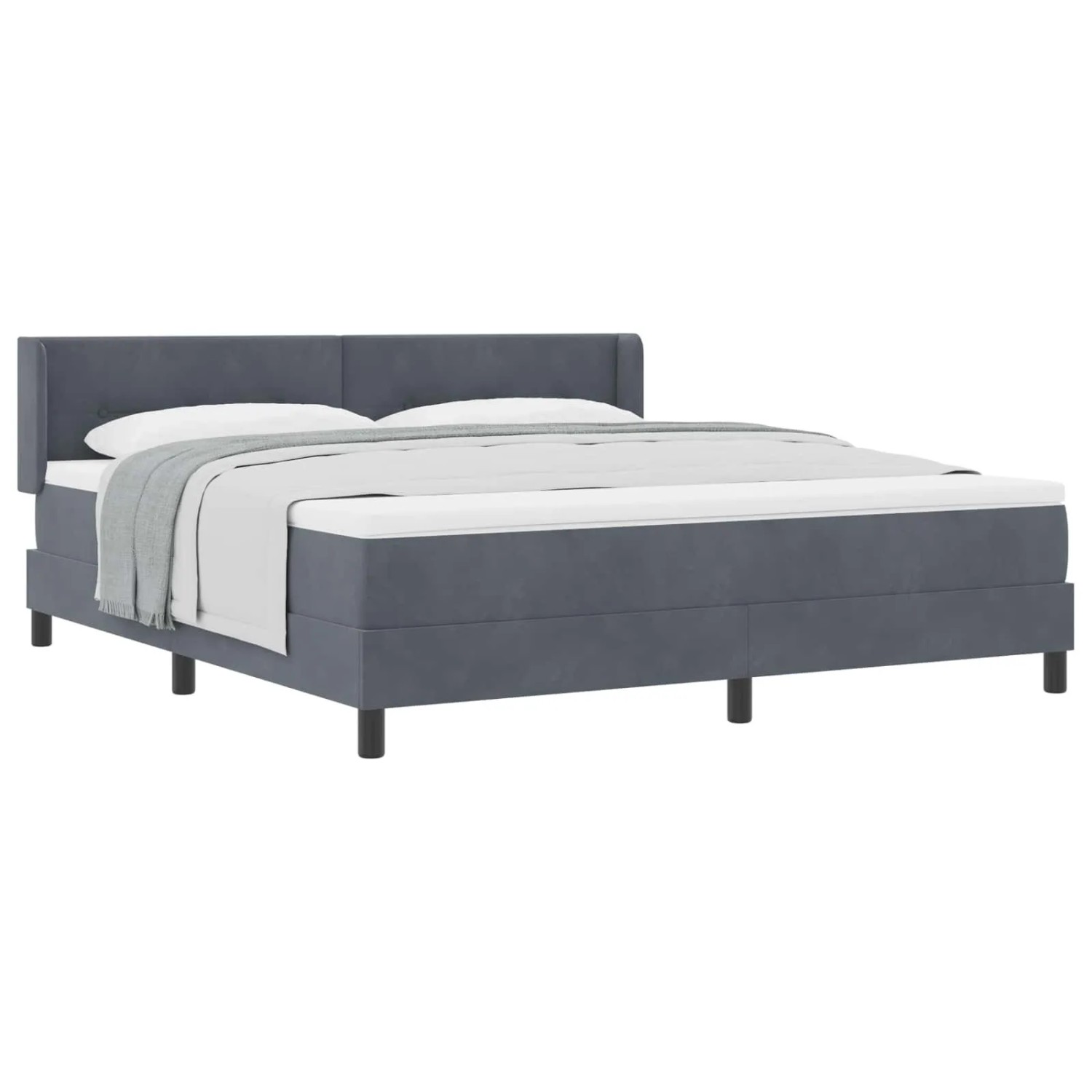 vidaXL Boxspringbett mit Matratze Dunkelgrau 200 x 180 cm Polyester 3341481