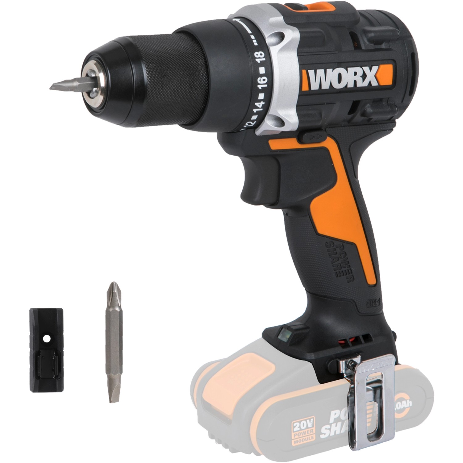 Worx Akku-Bohrschrauber WX102.9 PowerShare 20 V Solo günstig online kaufen