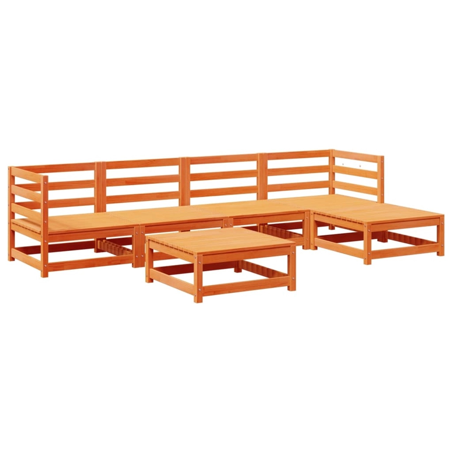 vidaXL 6-Tlg Garten-Sofagarnitur Wachsbraun Massivholz Kiefer 3299398 günstig online kaufen
