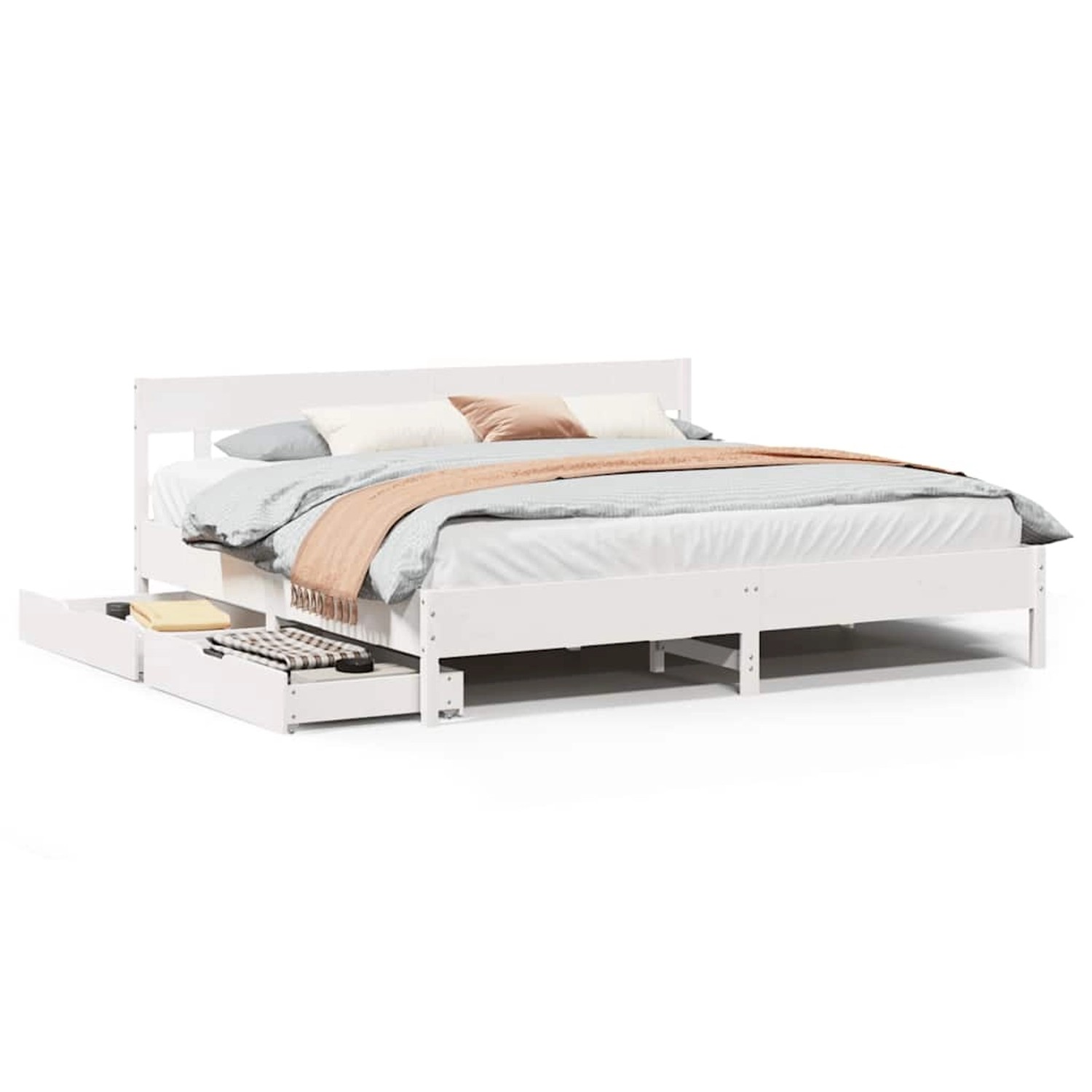 vidaXL Massivholzbett ohne Matratze Weiß 200x200 cm Kiefernholz 3301855 günstig online kaufen