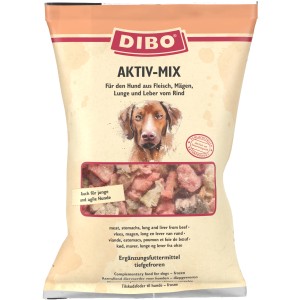 Dibo Hunde-Barf Aktiv-Mix 2kg: Frostfutter mit Rindfleisch, Mägen, Lunge und Leber für eine ausgewogene Ernährung.