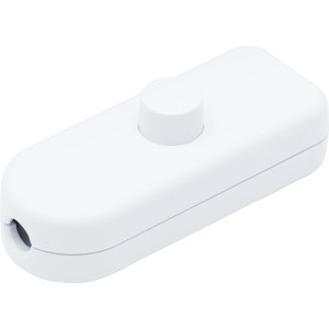 Weißer Schnurzwischenschalter (2 A) für Lampeninstallationen.