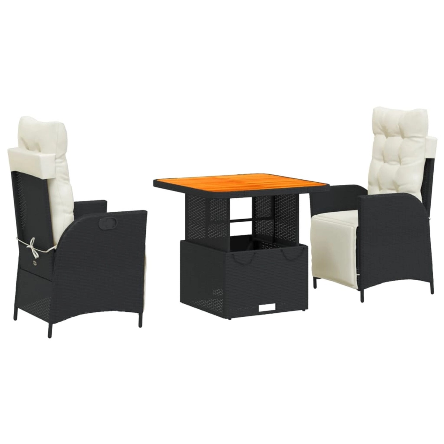 vidaXL 3-Tlg Garten-Essgruppe mit Kissen Schwarz Poly Rattan 3277435 günstig online kaufen