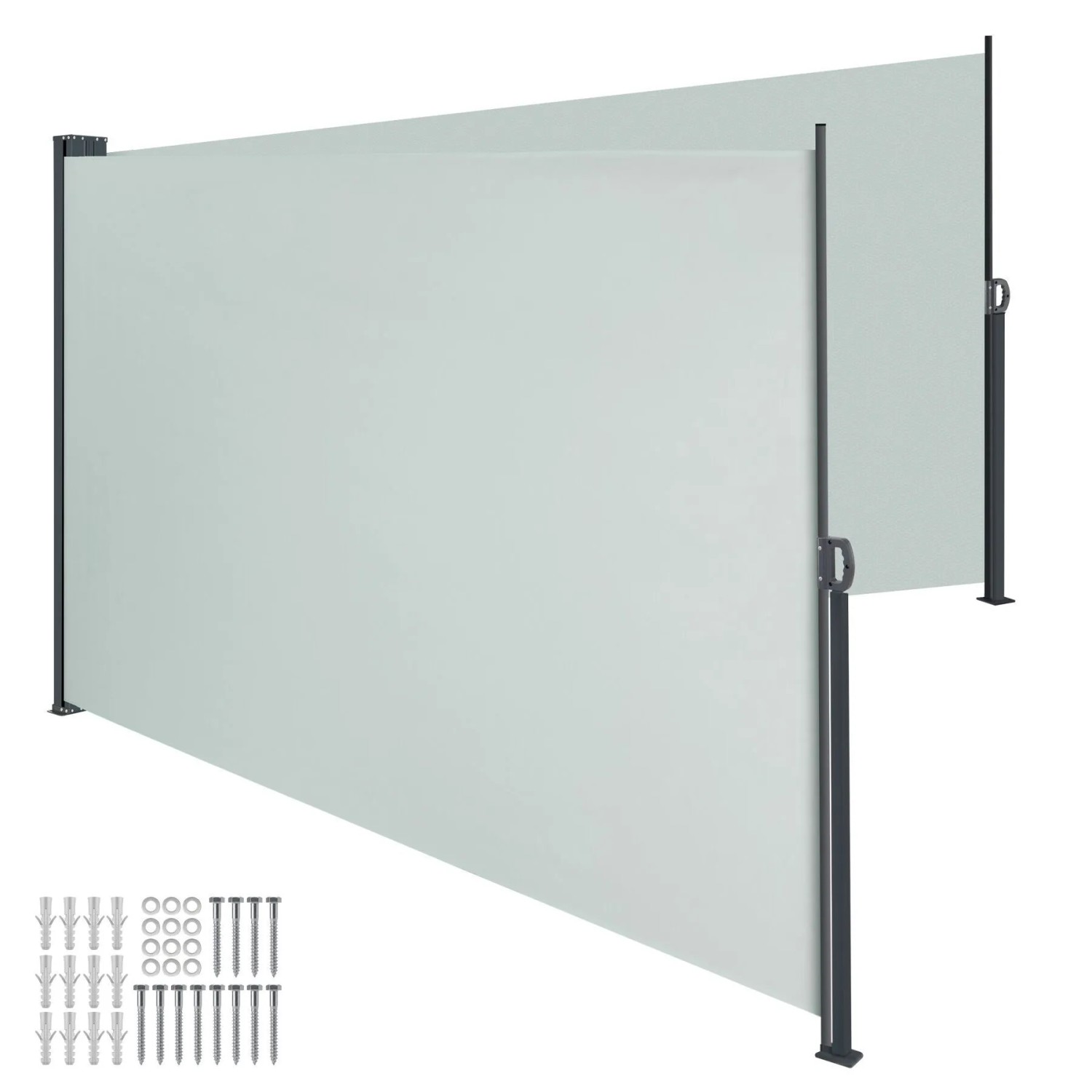 Tectake Doppel Seitenmarkise  160 x 600 cm Wetterfest  Blickdicht 160 x 600 cm 600 x 9 x 160 cm Grau