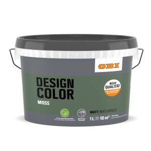 Eimer OBI Design Color Moss, 1 Liter, matte, grüne Innenfarbe für Wände.