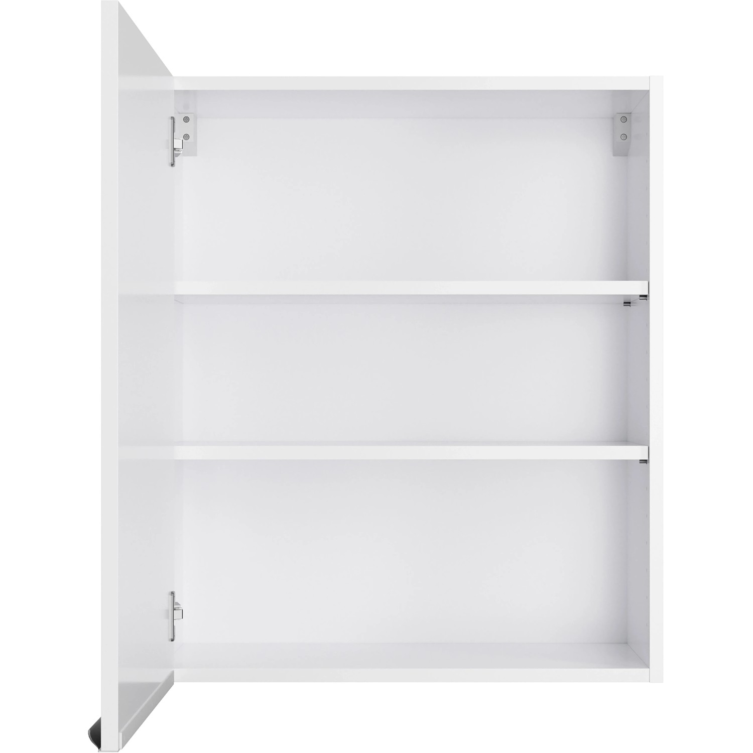 Offener, weißer Optifit Oberschrank Arvid986 (60cm) mit zwei Einlegeböden. Küchen-Hängeschrank.