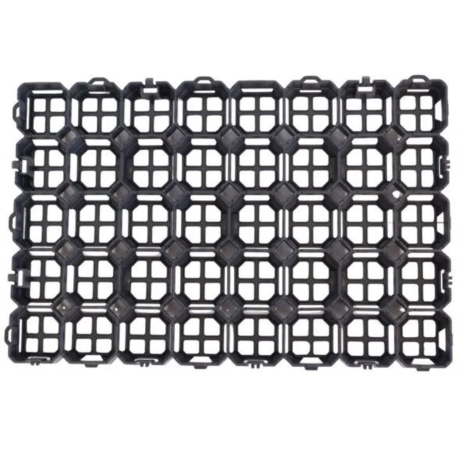 Schwarzes Rasengitter aus Kunststoff, 60x40 cm, mit Wabenstruktur zur Rasenstabilisierung für Garten und Parkflächen.