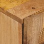 Nahaufnahme des vidaXL Nachttisches aus massivem Mangoholz Natur, zeigt Holzmaserung und die robuste Eckverbindung.