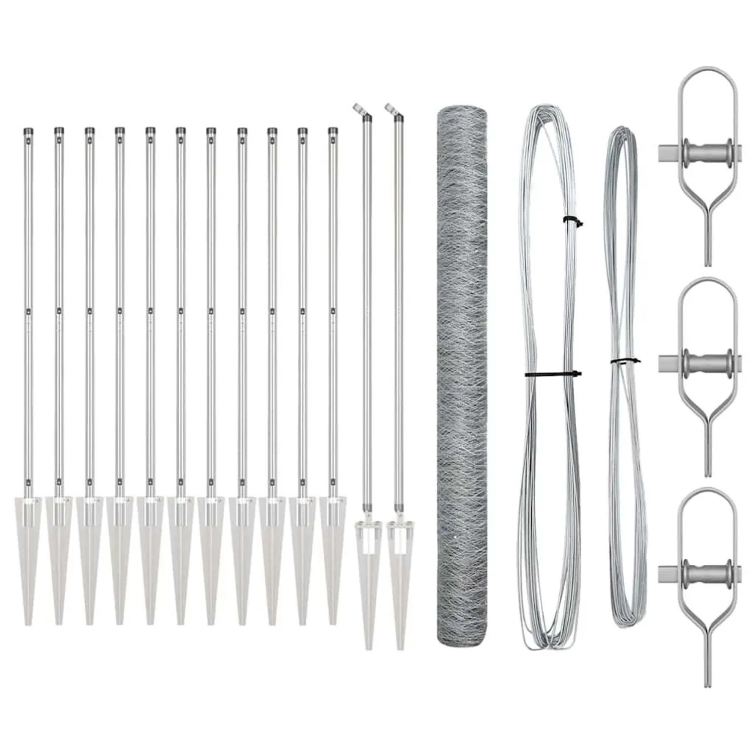 vidaXL Zaunpfosten Silber 25 x 1,6 m 50 mm Geflecht Stahl 3353395 günstig online kaufen