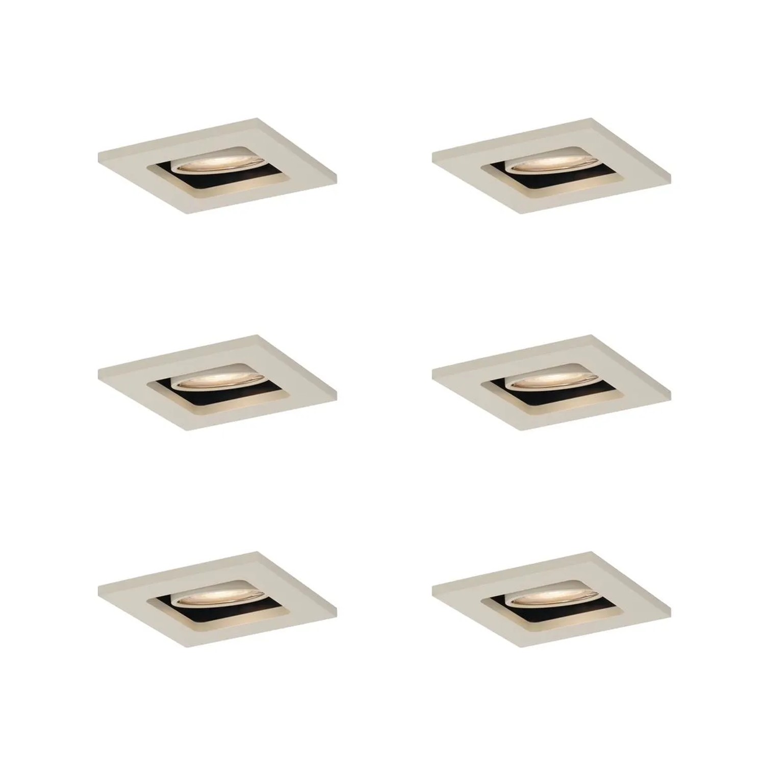 QAZQA Set mit 6 Modernen Einbaustrahlern Beige GU10 50mm Dreh  und Kippbar Qure