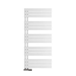 Weißer Emke Badheizkörper (130x60cm, 798W) als Handtuchwärmer für Badezimmer.