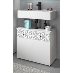 Inn.Furn Waschbeckenunterschrank in Weiß Hochglanz 60 cm Relief