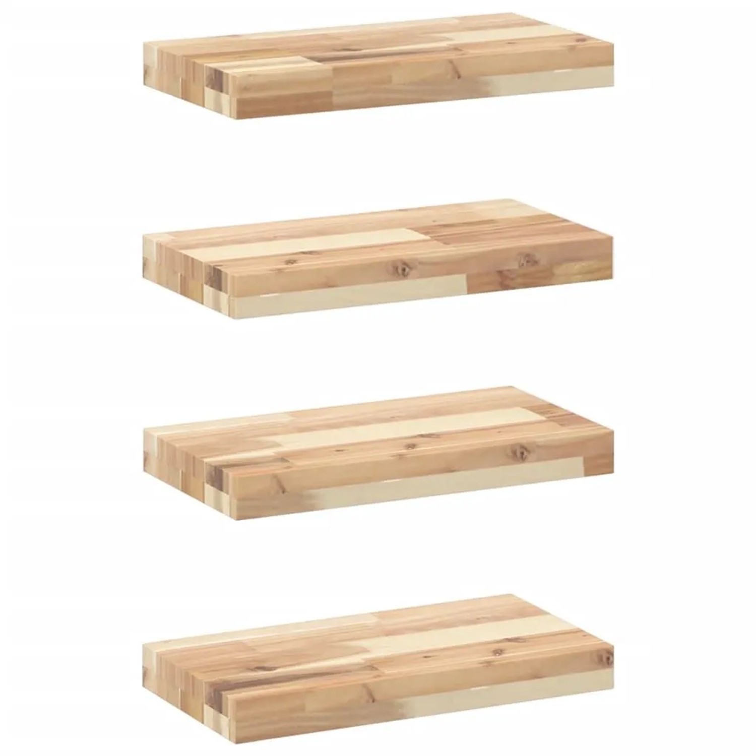 vidaXL Schweberegale 4 Stk 60x20x4 cm Massivholz Akazie Unbehandelt 3279422