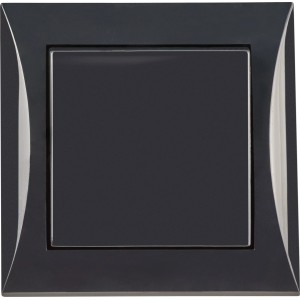 Schwarzer OBI Auswechselschalter mit Rahmen für Unterputzmontage.