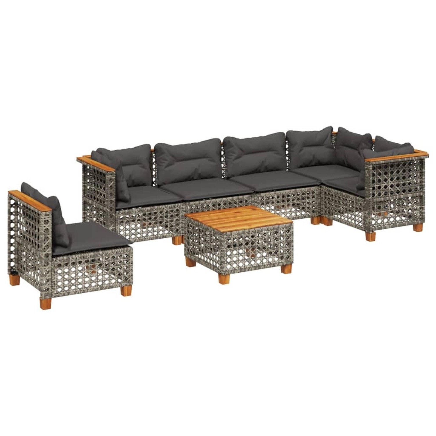 vidaXL 7-tlg Garten-Sofagarnitur mit Kissen Grau Poly Rattan Modell 190 günstig online kaufen