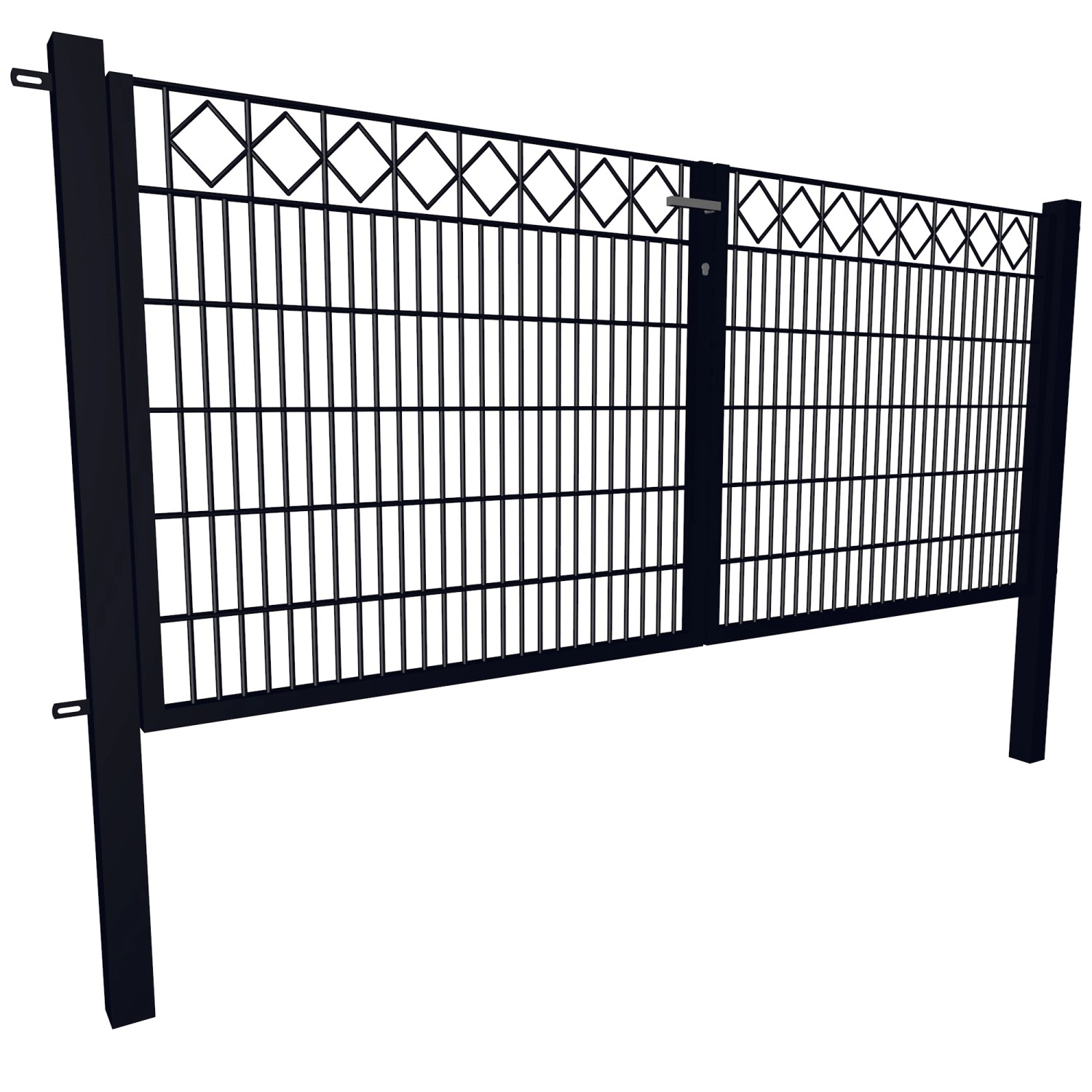 Gartentor Dekor 2-Flügelig Karo 100 cm x 300 cm Anthrazit günstig online kaufen