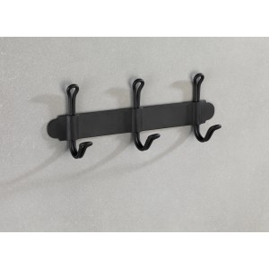 Wenko Hakenleiste Nostalgie Trio, schwarz matt, mit drei Haken zur Wandmontage.