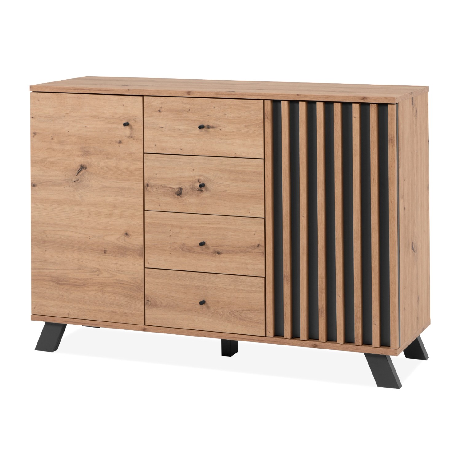 Furn.Design Kommode Eiche Artisan und Grau 120 cm 3D Lamelle Industrial Mad günstig online kaufen