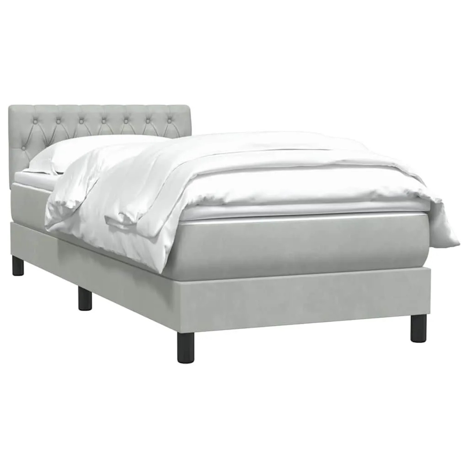 vidaXL Boxspringbett mit Matratze Hellgrau 90x210 cm Samt 3316479