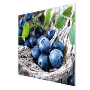 Banjado 2-teilige Herdabdeckplatte aus Glas mit Blaubeermotiv, je 30x52 cm.