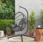 Grauer Furnicato Hängesessel mit Polster, Egg-Chair für Outdoor, 120x106x188 cm.