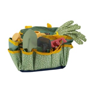 Galaflor Gartenset für Kinder in Grün mit Tasche, inkl. Harke, Schaufel, Gießkanne und Handschuhe.