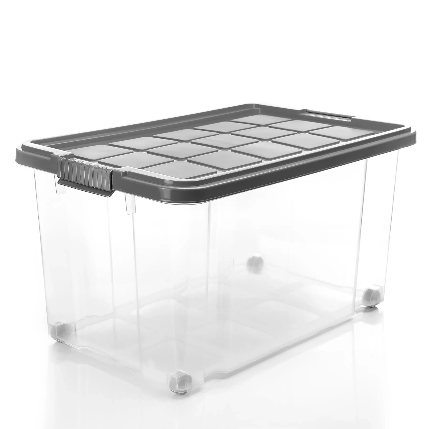 BigDean 2 Stück 60 L Aufbewahrungsbox mit Deckel Groß Stahlgrau Stapelbare Robuste Box