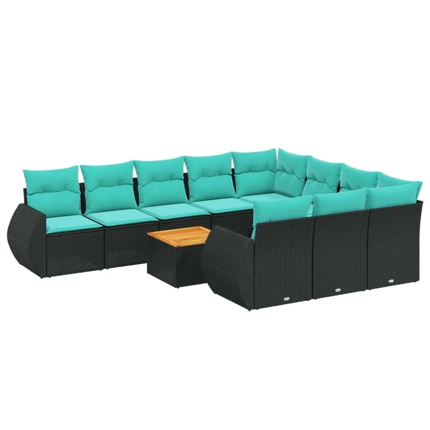 vidaXL 11-Tlg Gartensofa-Set mit Kissen Schwarz Polyrattan 3225182 günstig online kaufen