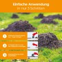Anwendung der Wühlmaus & Maulwurf Stopp-Kugeln in 3 Schritten dargestellt.