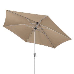 Doppler Marktschirm Active Auto Tilt Ø 306 cm in Greige, mit Kurbelmechanik.