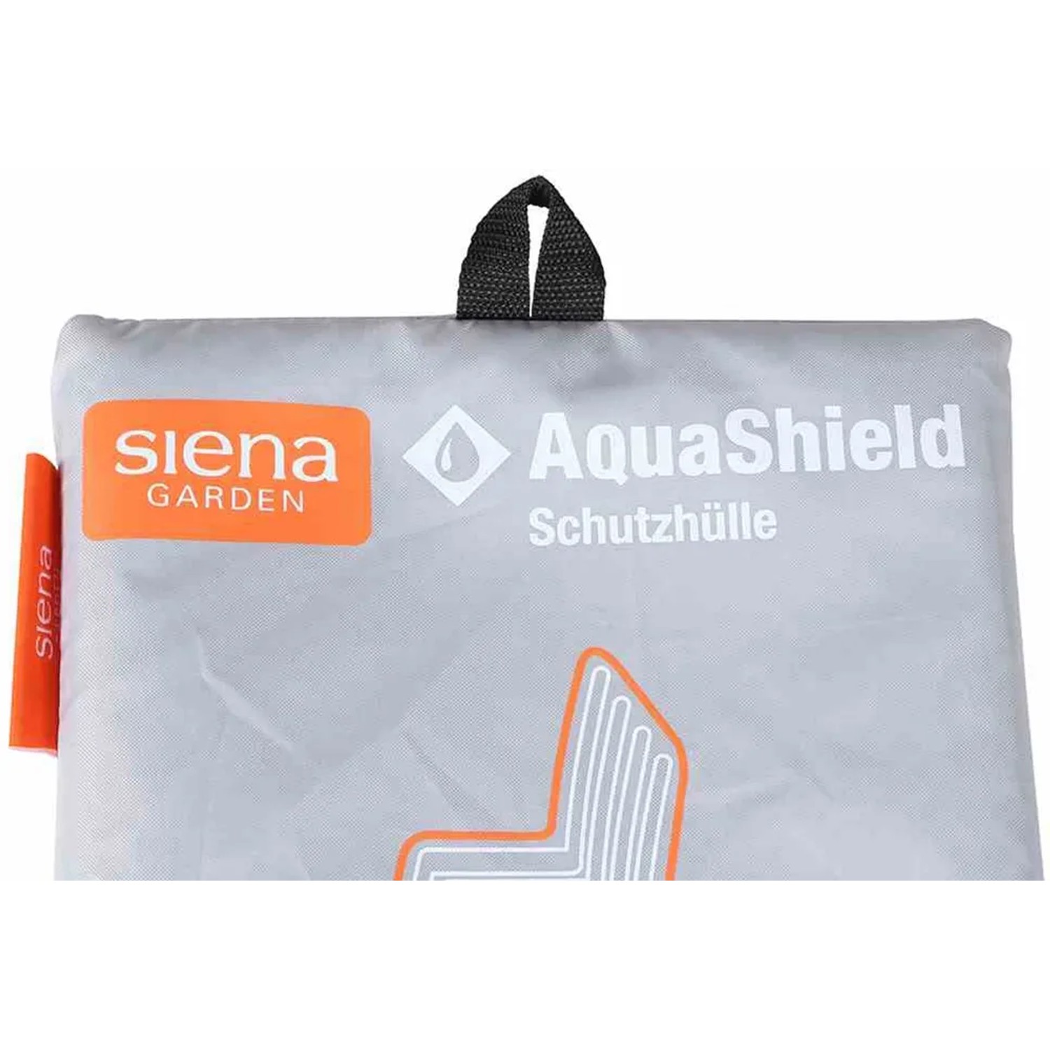 Siena Garden Schutzhülle für Stapelstuhl, AquaShield, hellgrau, mit Tragegriff und Logo.