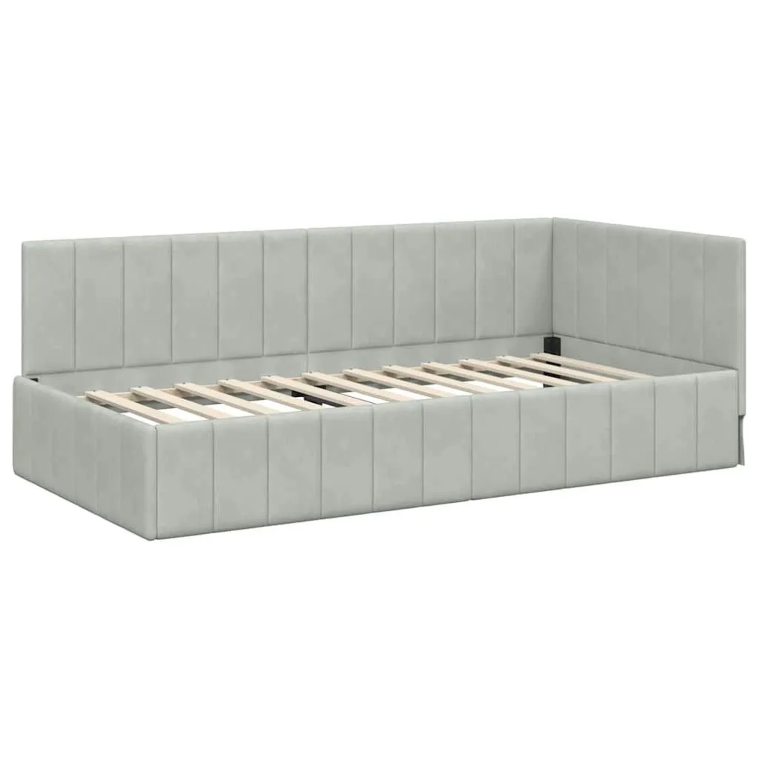 vidaXL Eckbettgestell mit Kopfteil Hellgrau 90 x 200 cm Stoff 42016307 günstig online kaufen