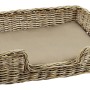 Kobolo Hundekorb aus Stabilem Rattan Geflochten mit Kissen Gr L 94Lx74B cm
