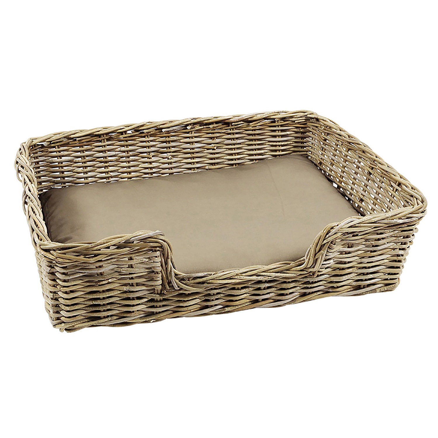 Kobolo Hundekorb aus Stabilem Rattan Geflochten mit Kissen Gr L 94Lx74B cm günstig online kaufen