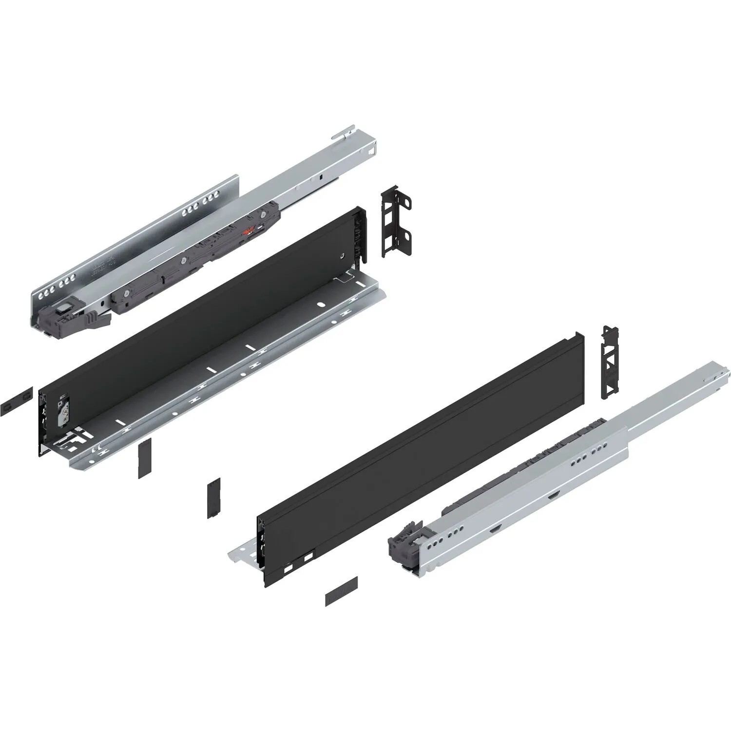 Blum Legrabox Pure Set Höhe N Tip-On Vollauszug 500 mm 40 kg Carbonschwarz 1 Paar